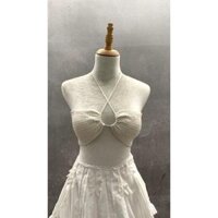 Áo len bikini handmade cột dây cổ