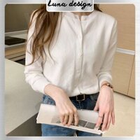 Áo len cadigan nữ xuất khẩu dài tay dệt kim dáng ngắn áo khoác len mỏng basic đen trắng kẻ hàng xuất loại 1 ảnh thật
