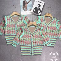 áo len cài cúc hoạ tiết hàn quốc