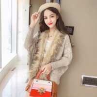 Áo len cánh dơi, áo len choàng, áo len phối lông - 03359