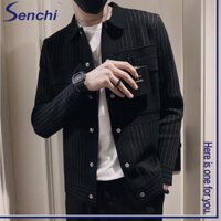 Áo len cao cấp Áo khoác Cardigan Áo khoác nam phong cách Hàn Quốc Sọc mặc bên ngoài Áo thường ngày