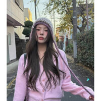 Áo len cardigan cổ V dáng rộng