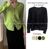 Áo len cardigan cổ V tay dài nhiều màu trendy basic dễ phối đồ