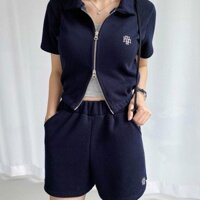 Áo len Cardigan dây kéo đôi mỏng thêu chữ Muah Hàn Quốc, áo khoác ôm eo, Jack dài tay ngắn