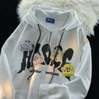 Áo len cardigan hoạt hình vui nhộn dễ thương kiểu Nhật Áo khoác dài tay cặp đôi giản dị rộng rãi phong cách lười cho nữ