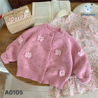 Áo len cardigan hồng đính hoa cho bé của LOOM KIDS