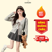 Áo len cardigan LUHAZO dệt kim vặn thừng đính cúc nơ dây buộc siêu xinh phong cách thời trang Hàn Quốc L203 K2-28.