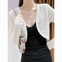 Áo len cardigan mỏng chống nắng dành cho nữ khăn choàng cao cấp ngắn ren cao cấp.