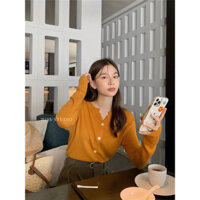 Áo len Cardigan mỏng màu trơn mặc thu đông