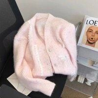 Áo len cardigan mùa thu đông dành cho nữ áo khoác nơ thiết kế ren 2024 mới Hàn Quốc nhẹ nhàng thoải mái giản dị áo nữ