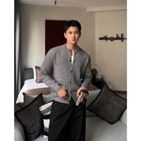 Áo len cardigan nam màu ghi Primnu Cardigan