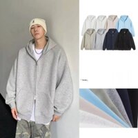 Áo len Cardigan nam nữ dáng rộng màu trơn thông thường áo khoác có mũ trùm đầu