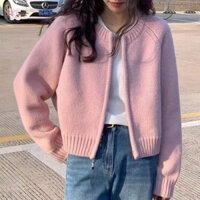 Áo len cardigan nữ Hàn Quốc mùa thu đông, dáng vừa trơn màu, thời trang công sở giữ ấm