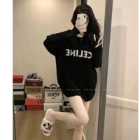 Áo len CELTNE đen oversize , thời trang áo đôi unisex