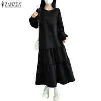 Áo len chữ A dài tay cổ tròn ZANZEA dành cho nữ Hàn Quốc