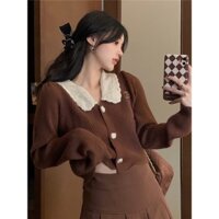 ÁO LEN CỔ BẺ CÀI NÚT Áo Khoác Len Xinh