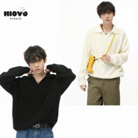 Áo len cổ bẻ dáng rộng nam – Mẫu áo len hot trend 2025