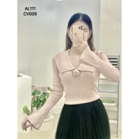 Áo len cổ bẻ đính hoa AL111