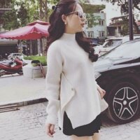 ÁO LEN CỔ CAO VẠT LỆCH