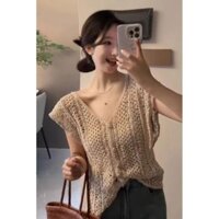Áo len cổ chữ v rỗng tay bay nhỏ thời trang nữ Áo len Cardigan mỏng thời trang thời trang