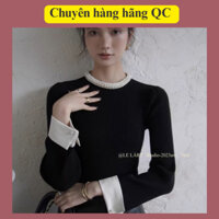 Áo len cổ đính cườm