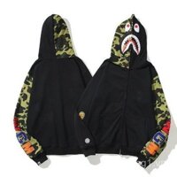 Áo len có khóa kéo đầu cá mập đến đỉnh Áo len có khóa kéo đầu người Áo Hoodie Màu bape 3D2023 đầy đủ G3HJ