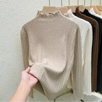 Áo len cổ lọ áo mặc trong áo dệt kim tai gỗ cảm giác thiết kế mới mặc bên trong xuân thu cho nữ áo giáp nhung Quan Huân tôi 9LLP