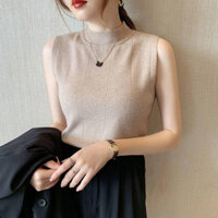Áo len cổ lọ nửa trong của gia đình LYY, áo vest, áo sơ mi đáy cho phụ nữ, áo khoác ngoài, áo len không tay ôm sát