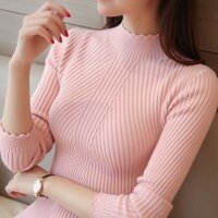 Áo len cổ lửng cánh hoa áo dệt kim dài tay mẫu mới thu đông cho nữ áo mặc trong Dễ phối kiểu chui đầu tôn dáng cỡ lớn ZWDL