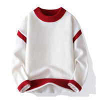 Áo Len Cổ Tròn Đỏ Nam Thanh Niên Khâu Thu Đông Dày Ấm Áp Học Sinh Dệt Kim Đáy Áo Sơ Mi Nam Top