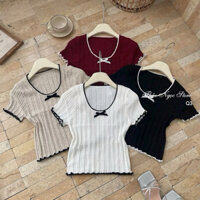 Áo Len Cổ Tròn kết hợp viền nơ cực xinh phong cách Hàn Quốc dễ thương - T&T FASHION76