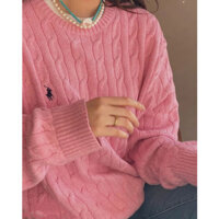 Áo len cổ tròn Ralph Lauren của Mỹ Cotton Ball polo Loose Thread polo (Màu sắc: Hồng, Xanh, Trắng) polo Outlet Usa