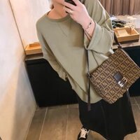 Áo len cổ tròn xanh rêu vải đẹp