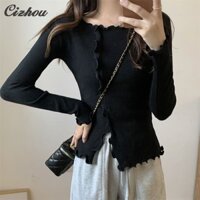 Áo len cổ xù nữ dài tay đa năng bên trong phù hợp với đế