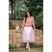 Áo len croptop hồng đào tay rơi KDH AL36