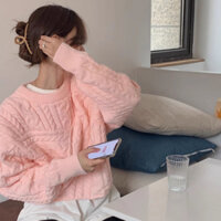 áo len croptop hồng nhạt hàng qc loại 1 mli studio