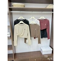 Áo Len Croptop Nữ Dài tay Thêu Ngựa, Áo Mongtoghi Dáng Ngắn Mỏng Mát Dễ Phối Đồ M2024