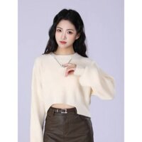 Áo Len Croptop  Vạt Lệch Kèm Vòng Xích Chữ H Hàng QC Cao Cấp KYN-116