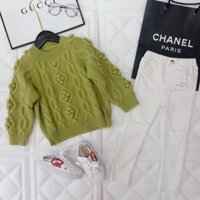 Áo len cục bông bé gái