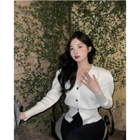 Áo len dài tay chiết eo tiểu thư