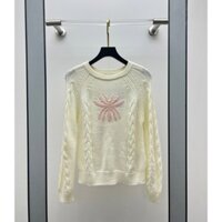 Áo len dài tay cổ cao dệt kim xoắn thêu con ong Dior CD