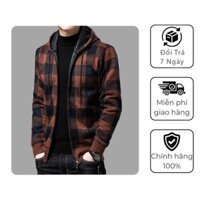 Áo len dài tay kẻ sọc dày có mũ trùm đầu mùa đông, Áo len cardigan nam phong cách Hàn Quốc