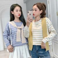 Áo len dài tay kèm khăn giả