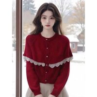 Áo Len Dài Tay Nữ Cổ Tròn Phối Ren Dáng Ôm, Áo Dài Tay Thu Đông Nữ Kiểu Hàn Quốc - 29feb.closet - A525