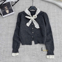 Áo len dài tay phối nơ và ren tay, áo len luccy trẻ trung, thanh lịch, tiểu thư nhiều màu