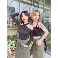 áo len đan chéo cổ