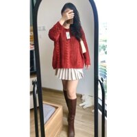 Áo len đan móc đỏ cam gạch