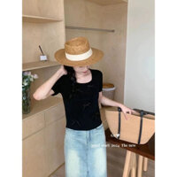 Áo len đan tay ngắn kiểu Hàn Quốc SUSAN, cá tính, có nơ 3D, vừa vặn, yêu thích của mọi người, ECMF 49ZR