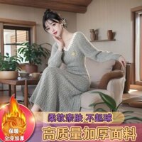 Áo len dày màu xám siêu đẹp Váy dài tay mùa đông 2024 Đế Pháp Váy dệt kim Váy dài