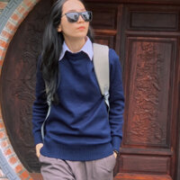 Áo len dệt cổ tròn